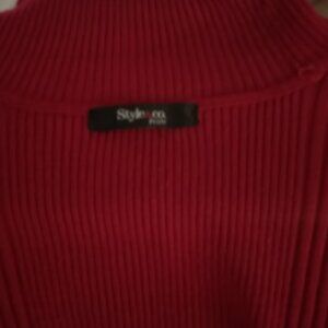 #12 Style & Co. Red Ribbed Turtleneck Sweater